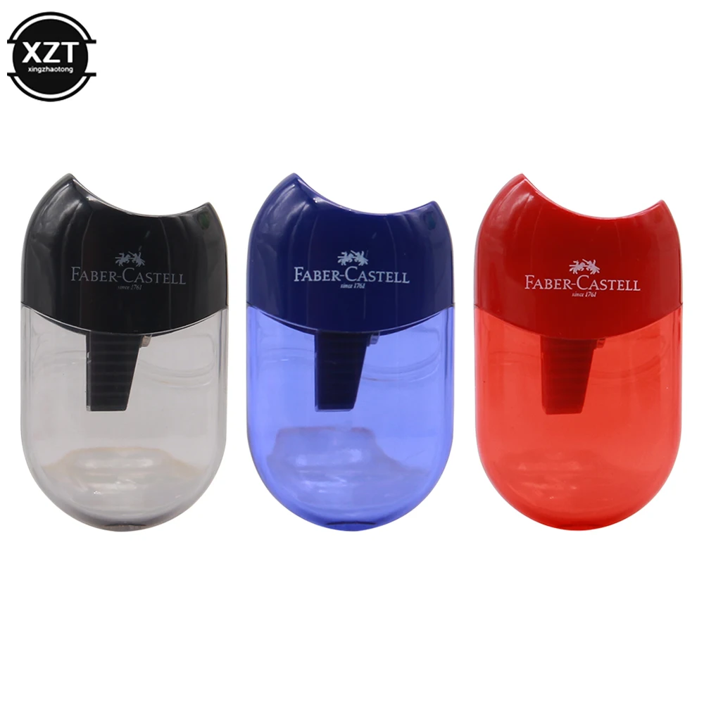 1Pcs Faber Castell Mini Mouw Puntenslijper Dubbele Gat Met Container Blacklead Multifunctionele Schoolbenodigdheden
