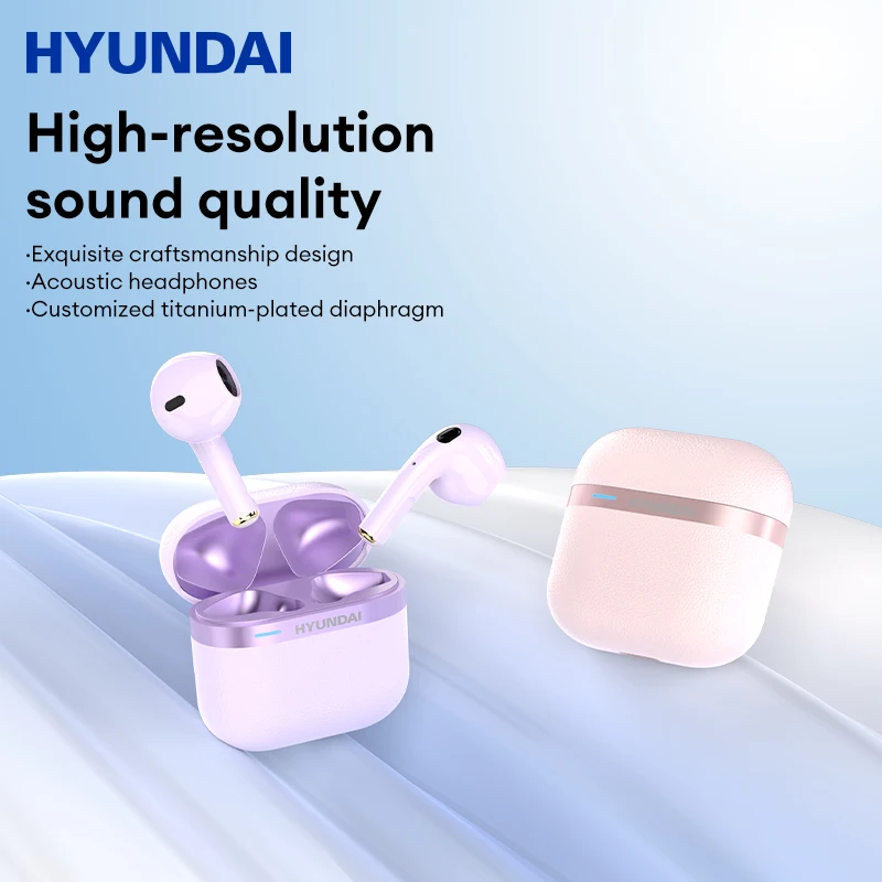 Choice HYUNDAI HY-T02 Pro Earphones Wireless Bluetooth 5.4 Sport Headphones Long Endurance Earbuds with Mic Gaming Headset New