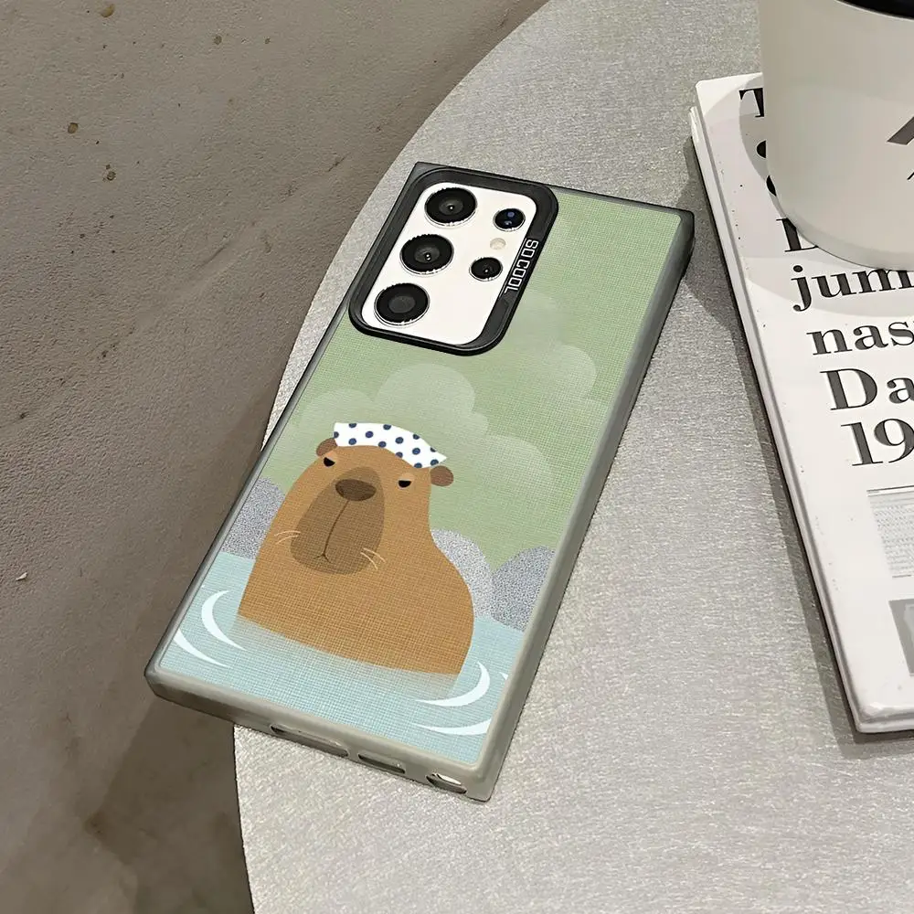 Cute Capybara Phone Case For Samsung Galaxy S24 S23 S22 S21 S20 Note20 Ultra Plus Fe colored silver Cover