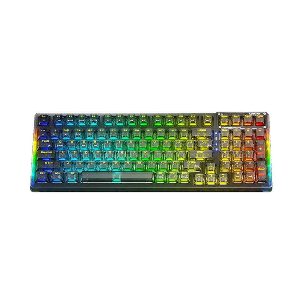 F98 Transparent Color Bluetooth three module custom mechanical keyboard wireless RGB hot swap 99 key gaming esports