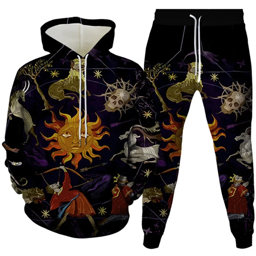 

Cosmic Galaxy Moon Sun Sagittarius Aries Harajuku Style Men Hoodies Jogging Pants 2 Pieces Set Fashion Tracksuit Clothes S-6XL
