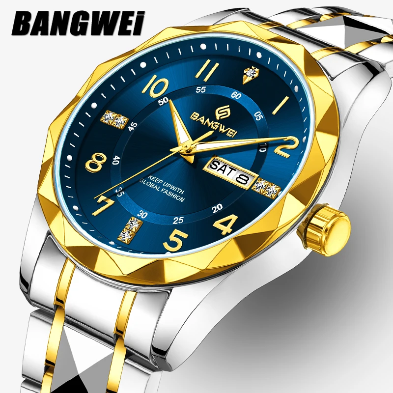 

Новые модные кварцевые наручные часы BANGWEI LIGE 2026: деловые, люксовые, мужские, водонепроницаемые до 30 м, светящиеся, стальные. Подарок для мужчин.