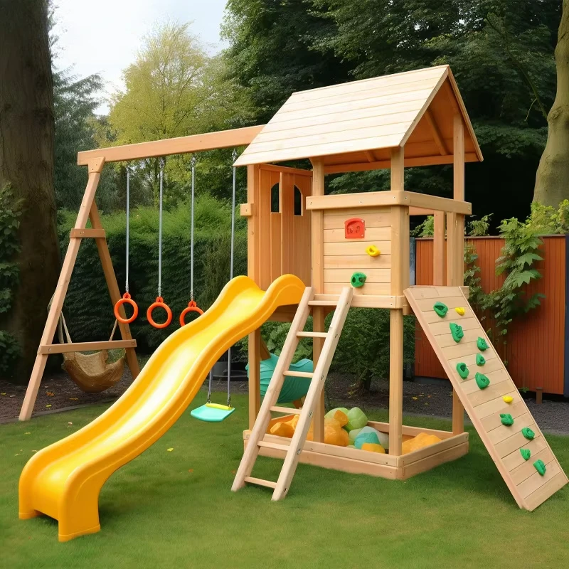 

Hot Selling Wooden Swing Sets Children's Outdoor Playground Equipment Garden Play Wooden Swing for Kids