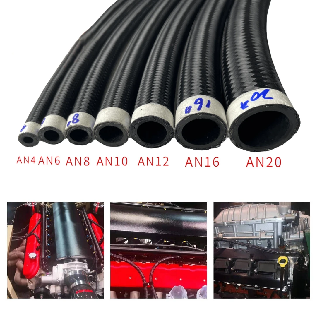 

1M/3M AN6 AN8 AN10 AN12 Braided Fuel Oil Line Nylon Stainless Steel Gasoline Brake Hose Fuel Oil Line Oil Cooler Hose Pipe