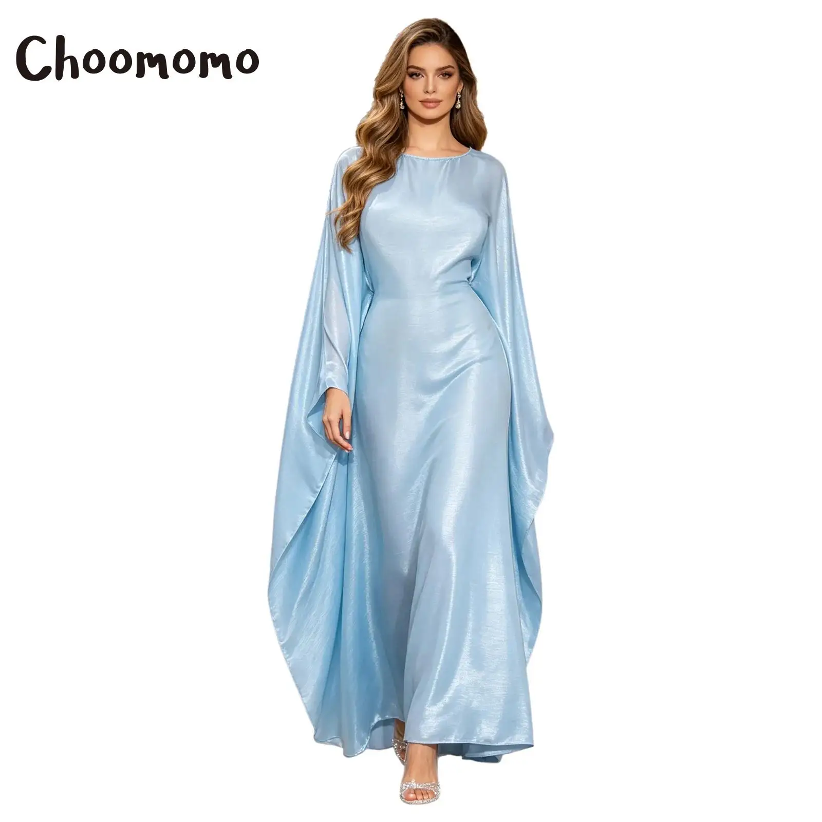 

Women Muslim Islamic Kaftan Robe Iridescent Long Batwing Sleeve Abaya Maxi Dress Ramadan Costume Dubai Wedding Party Celebration