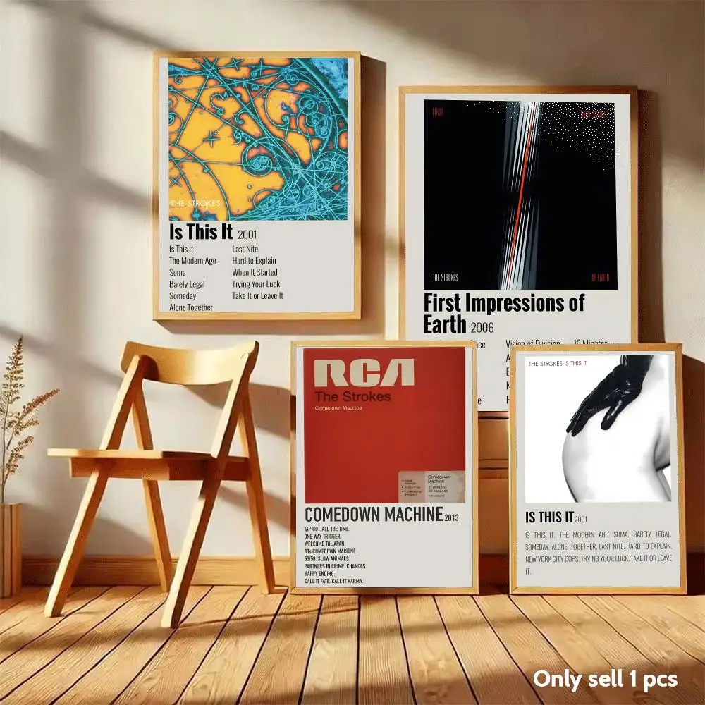 Rock Band The S-Strokes Album Poster Home Living Bed Room Bar Hallway Sticky Wall Art Printing Aesthetic Decor