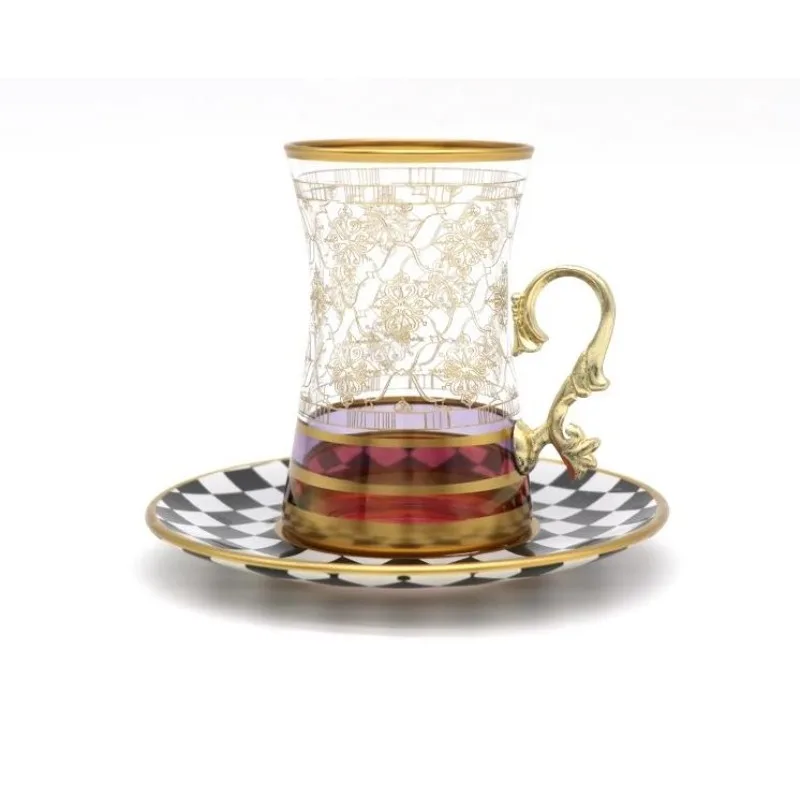 Black Tea Cup Tea Set Handmade Mosaic Cup and Saucer Glass Cup High Temperature Resistant 160ml