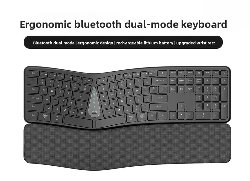 

Bluetooth dual-mode ergonomic keyboard with wrist rest silent rechargeable keyboard in stock