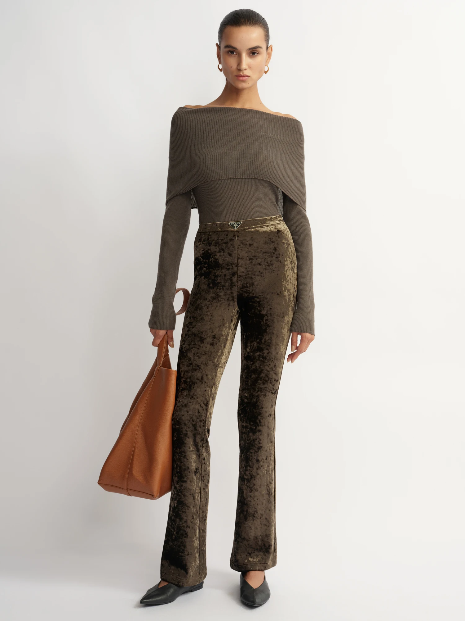 

Женские бархатные брюки с высокой талией ZIA ZHANG, новые зимние, облегающие, базовый слой, длинные, винтажный стиль, повседневные, из полиэстеровой смеси