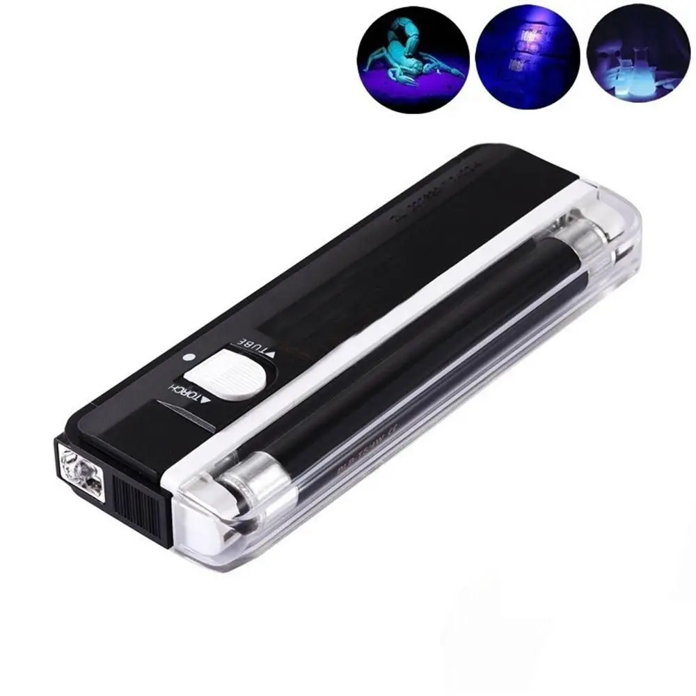 Violet Device Lighting Battery 6V 2in1 Blacklight Handheld Portable UV Ultraviolet Lamp Money Detector