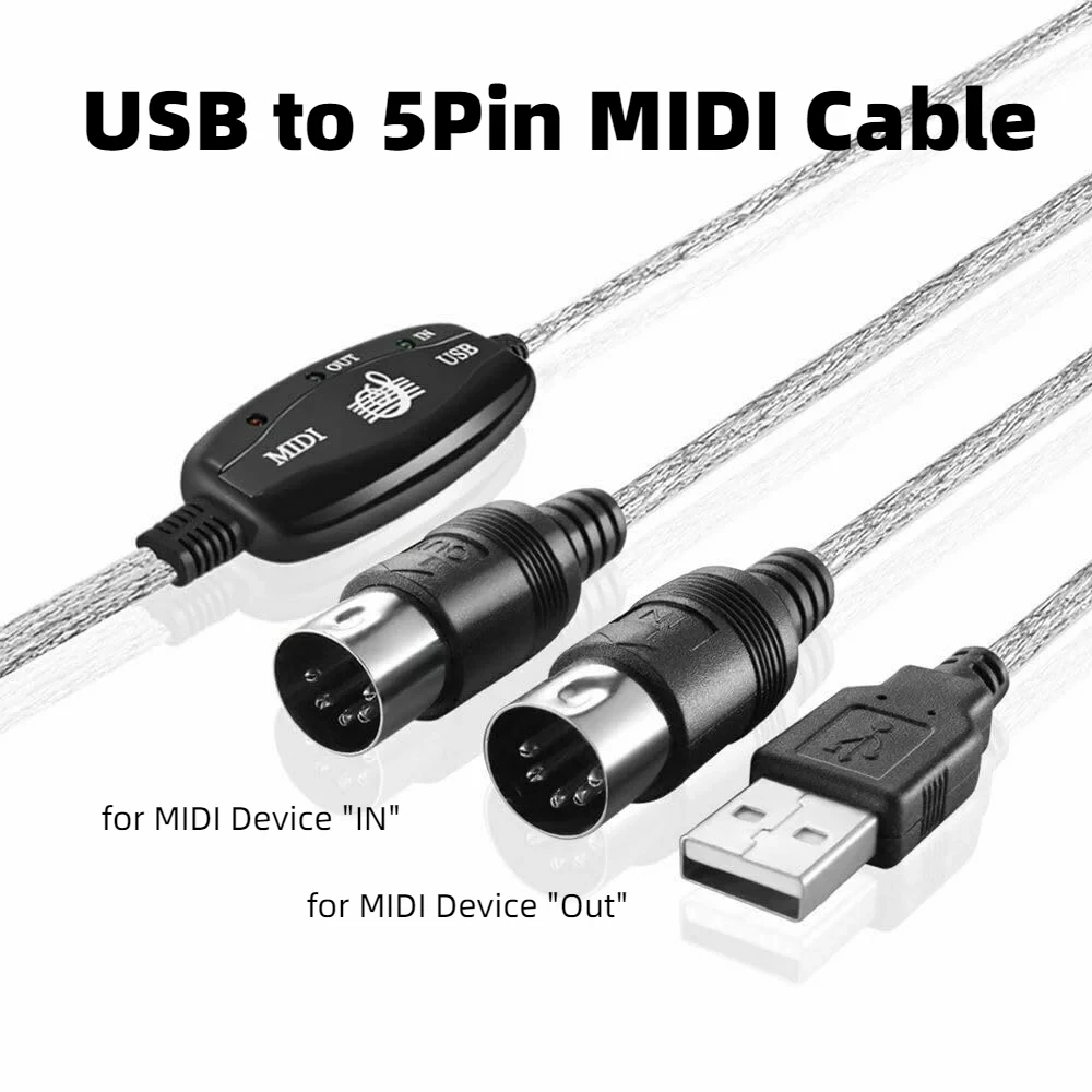 

2M USB to 5-Pin MIDI Cable Converter Adapter for Synthesizer Music Keyboard Piano to PC Laptop Support XP/Windows7/8/10/Vista