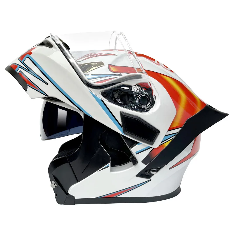 

Chike Motorcycle Flip-up Helmet with Dual Visor & Large Spoiler, All Season Riding Safety Full Face Helmet