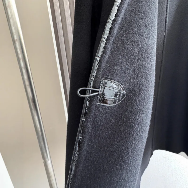 HKSH Herbst Winter Neue frauen Doppelseitige Kaschmir Mantel Patchwork PU Leder Taschen V-ausschnitt Ins Kurze Dicke Jacke HK15968