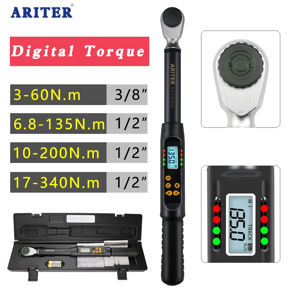 ARITER 3/8 1/2 Digital Torque Wrench Professional Adjustable High Accuracy Data Save Bike Car Bicycle Repair Torque Tool Key