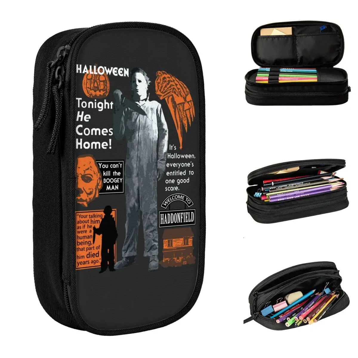 Michael Myers Halloween Scary Horror Pencil Case Pencil Box Pen Box Big Capacity Pencil Bags School Supplies Gifts Stationery