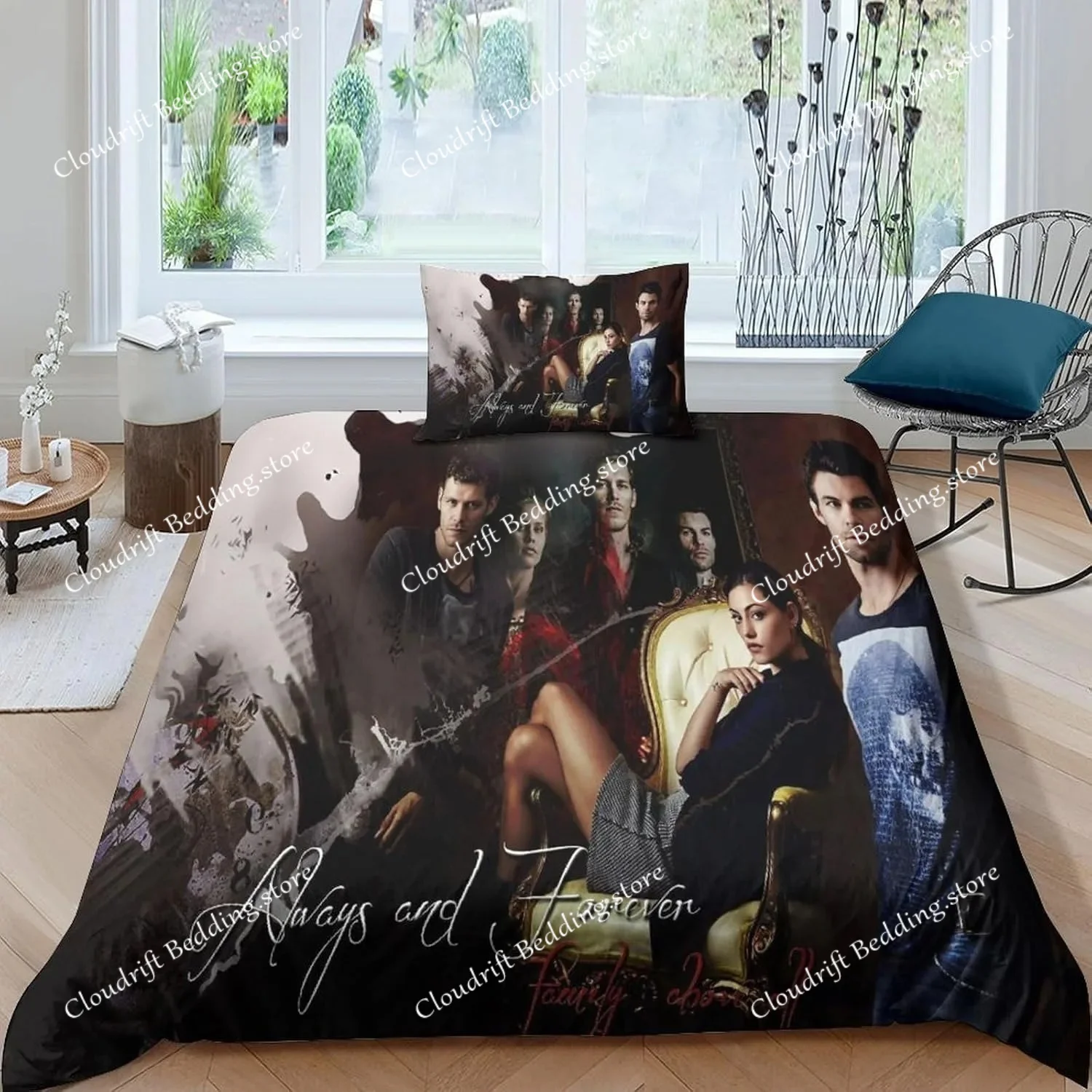 The Vampire Diaries Bedding Sets Exquisite Bed Supplies Set Horror TV Anime Bed Comforter Set Bedding Set Birthday Gift
