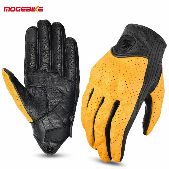 Motorcycle Leather Gloves Vintage Men Summer Protective Touchscreen Motorbike Motorcross Cycling Guantes Moto Biker Glove