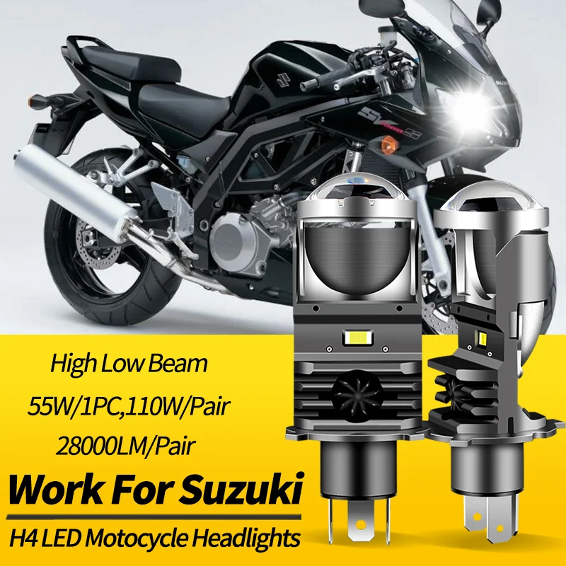 2PCS LED Headlight Bulbs H4 9003 HB2 High Low Beams Canbus For Suzuki GSXR1100W GSXR750W 1993-1996 SV000S 2003-2007 GSXS750 12V