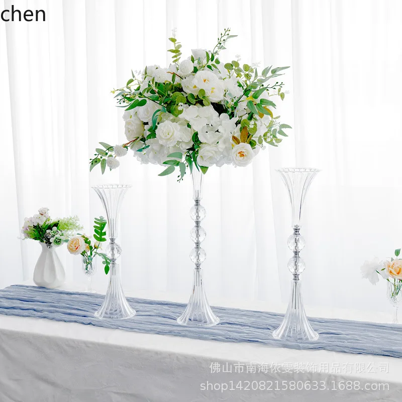 YFY Trumpet Funnel Vase Transparent Acrylic Road Lead Wedding Romantic Decoration Ornament Floral Props