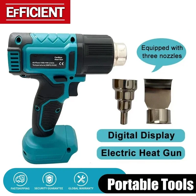 

Беспроводной термофен промышленный ручной электрический с регулировкой температуры, 18В, совместим с аккумуляторами Makita