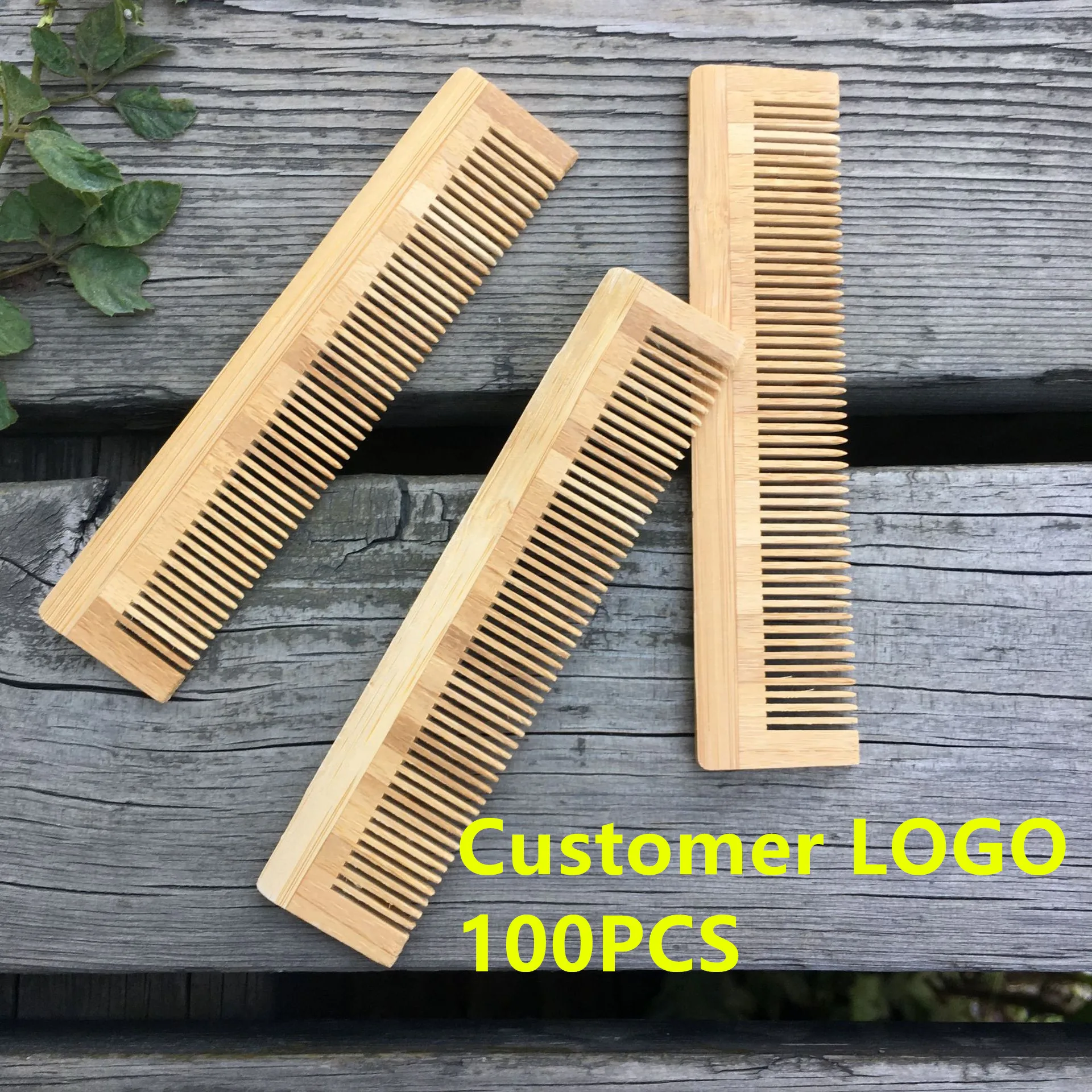 

100Pcs Eco Friendly Hair Brush Customized Logo Bamboo Wooden Portable Hair Comb Laser Engraving Logo Comb for Hotel Gift