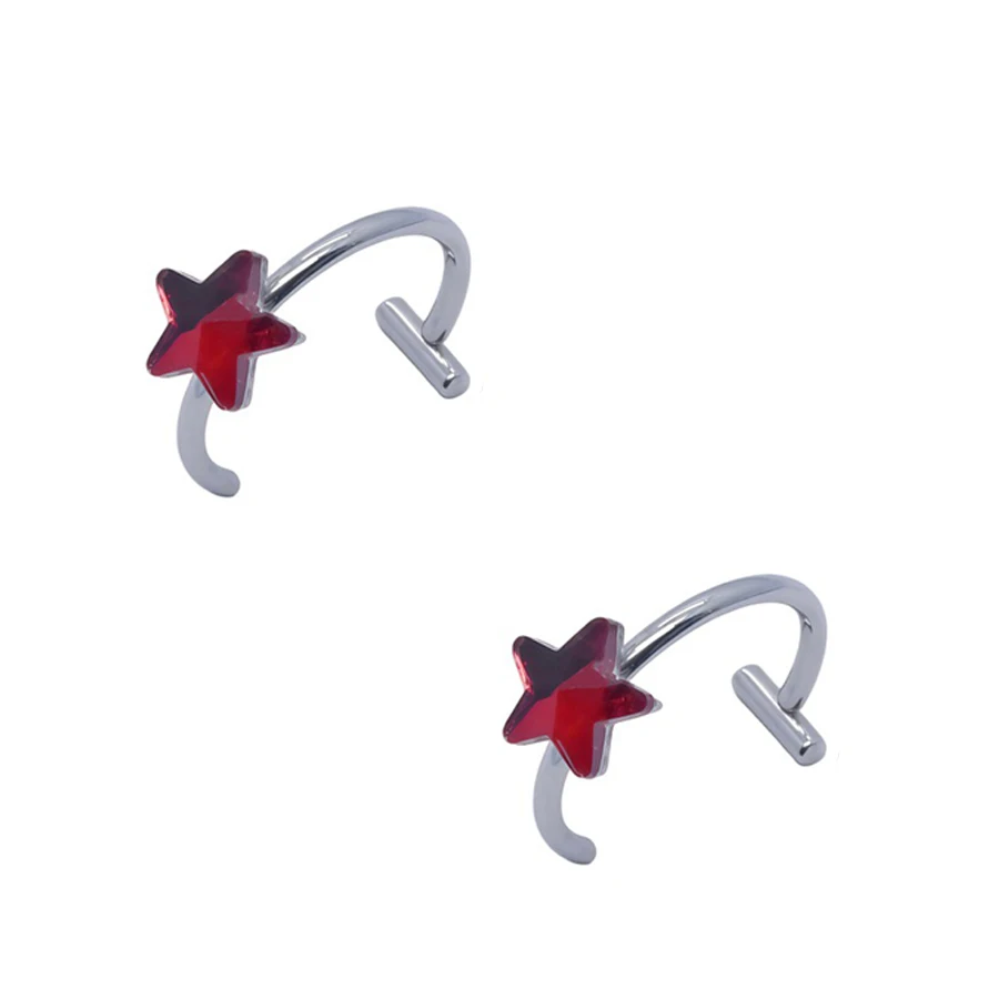 2PCS Trendy 10mm Edelstahl Punk Clip auf Gefälschte Piercing Nase Wrap Lippen Ringe Unisex Nase Ring Frauen männer Tusk Körper Schmuck