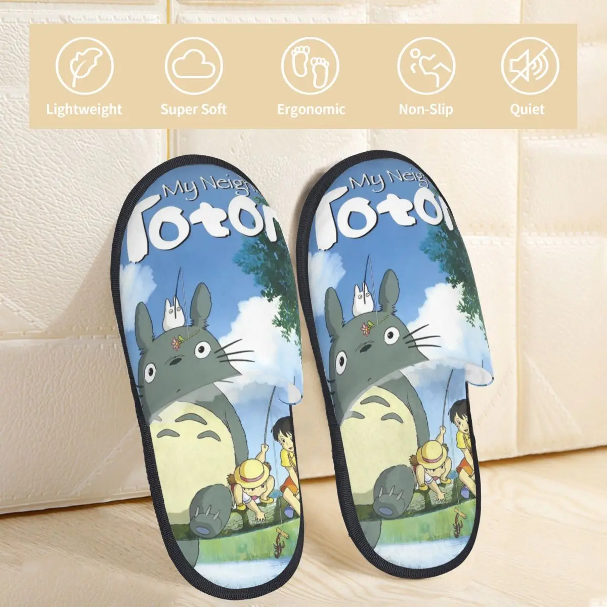 Cartoon Funny Cute T-Totoros Winter House Slippers Bedroom Cozy Household Fur Slides Slippers Anti-skid