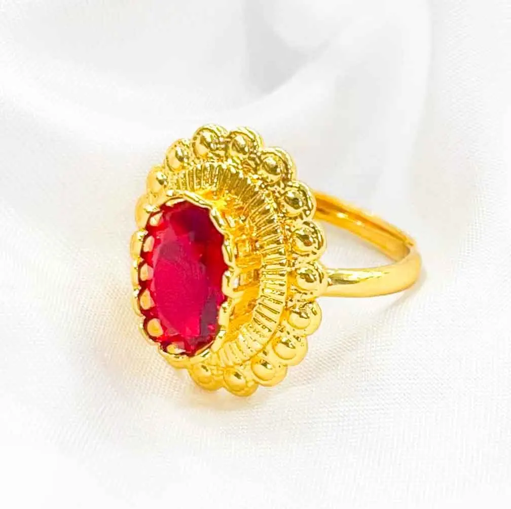 

Luxury 24K 9999 Pure Gold real gold Oval Ruby Ring Men's Same-style Ring