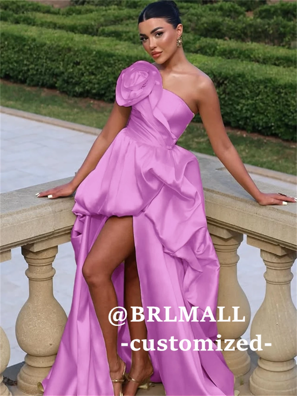 

BRLMALL Solid Satin Prom Dress for Women - 100+ Customized Colors - Long Strapless Evening Prom Gowns - Wedding Party Dress