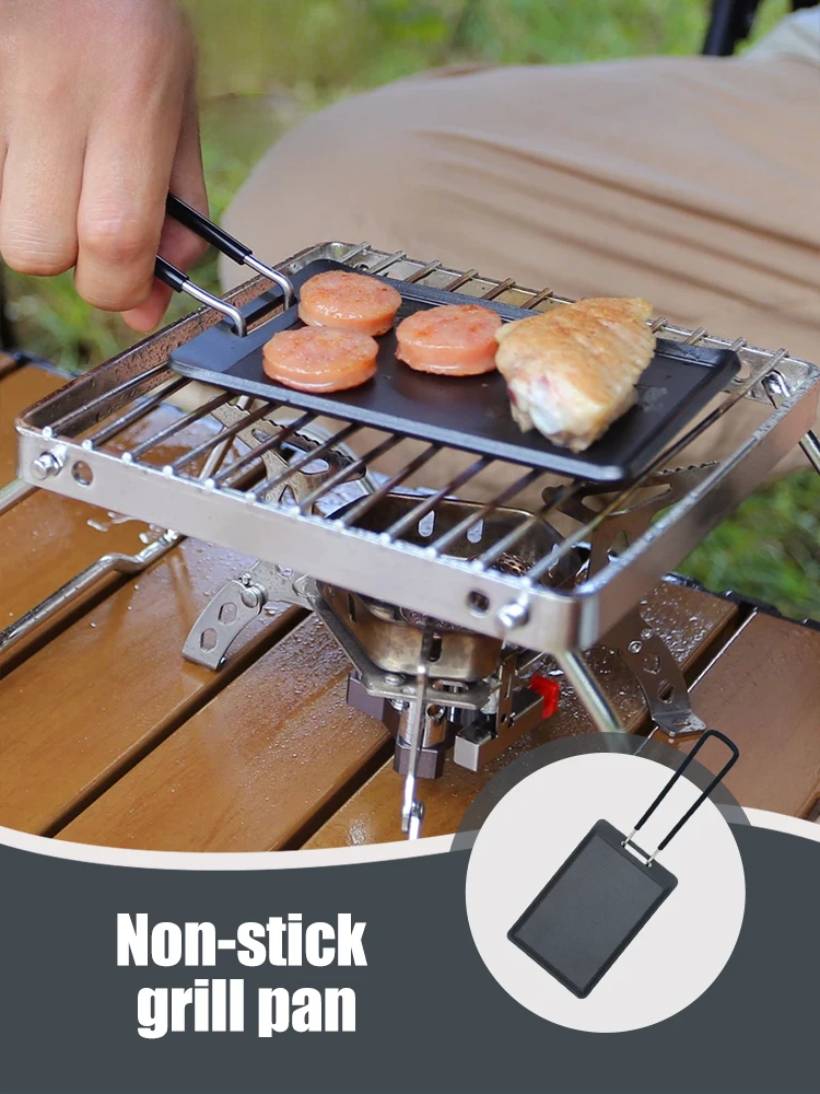 Camping Frying Pan Outdoor Mini Portable Grill Pan BBQ Baking Dishes Pans Travel Hiking Picnic Camping Cookware Barbecue Tools