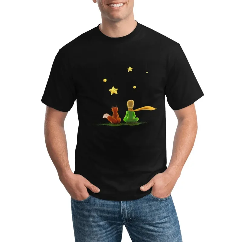 Little Prince T shirt le petit prince looking at the stars man Beach T-shirt short sleeve printed 100 cotton tee shirt