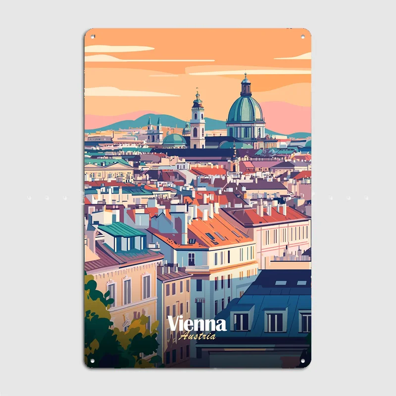 Vienna Cityscape  Travel Poster Metal Sign Life Wall Custom Bedroom Indoor Home Wall Decor Posters Room Decoration