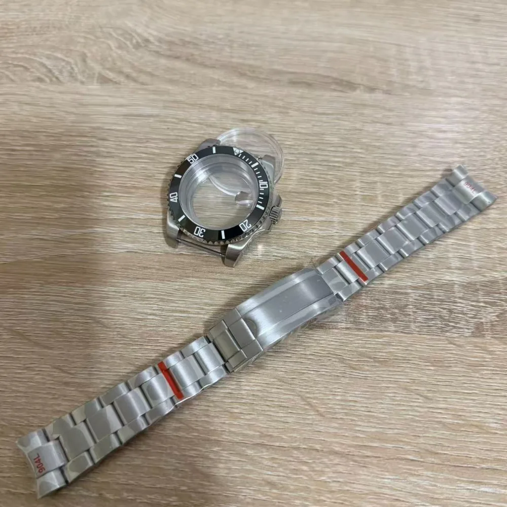 40mm nh35 caixa de relógio pulseira aço inoxidável vidro safira para nh34 nh35 miyota 8215 movimento 28.5mm dial submariner daytona