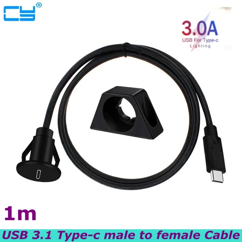 cabo-de-extensao-de-montagem-embutida-usb-tipo-c-30-usb-c-30-macho-para-femea-cabo-de-montagem-em-painel-embutido-para-carro-barco-motocicleta