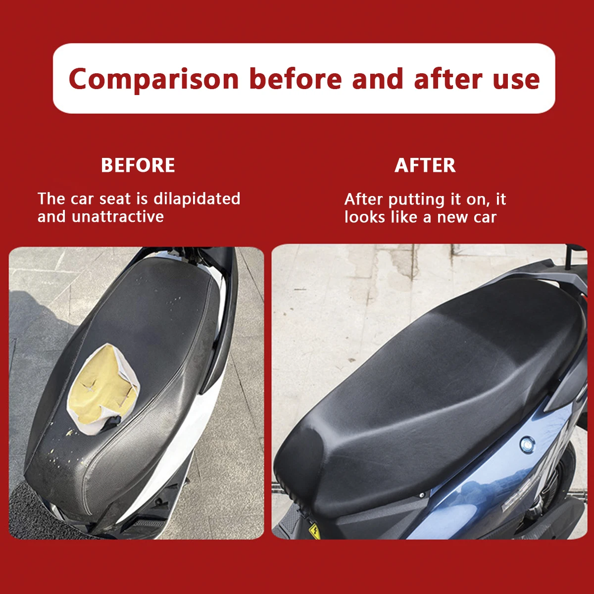 Motorcycle Seat Cover PU Elastic Motorcycle Seat Protector Leather Universal Motorcycle Seat Full Set Waterproof Sun Shield