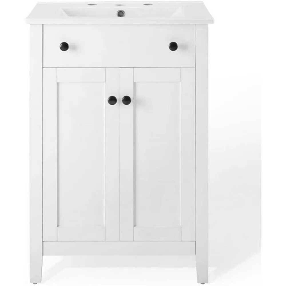 Szafka łazienkowa z białym umywalką, 24 cali