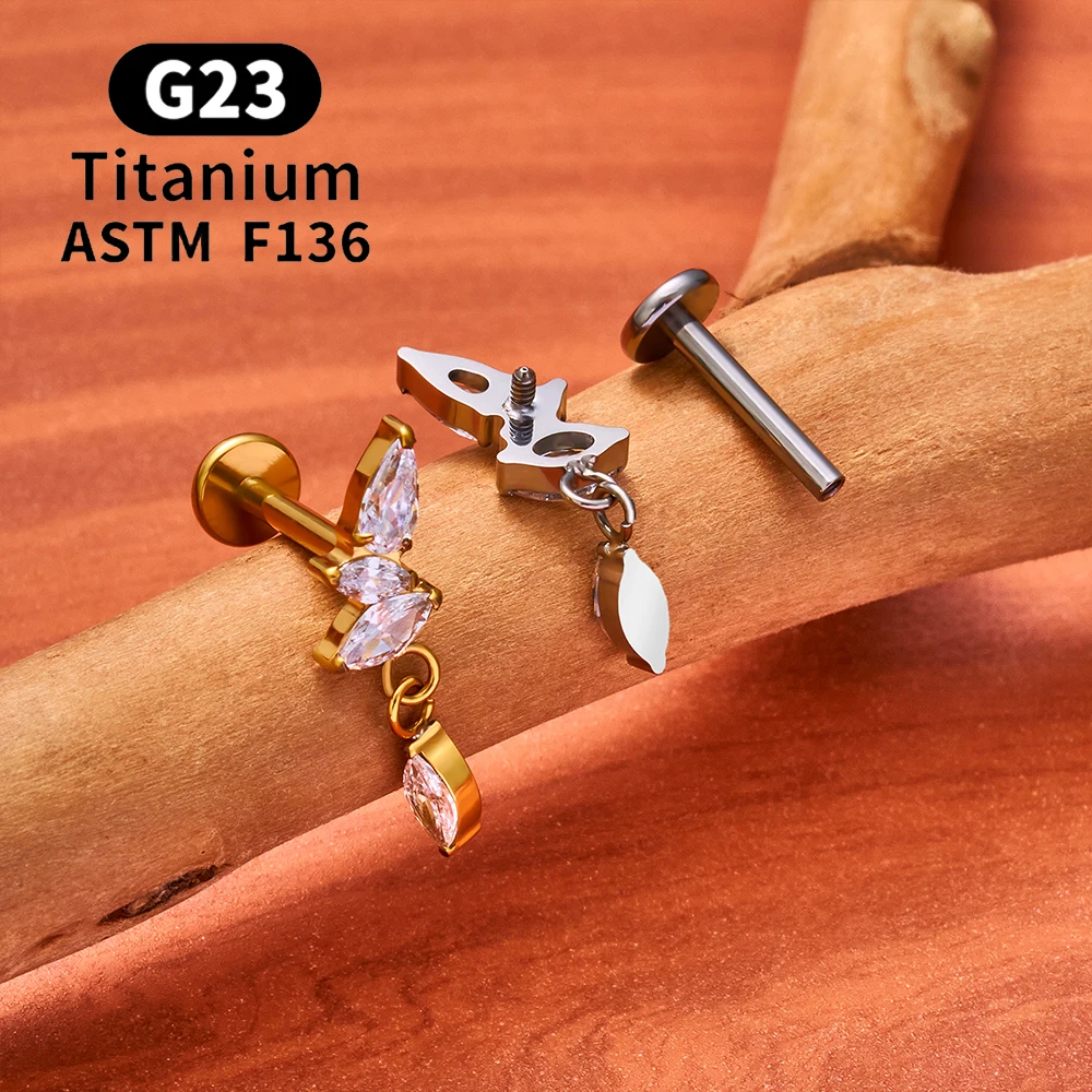 ASTM F136 Titan 16G CZ Drapierkette Flacher Ohrstecker Blumen-Knorpel-Ohrring Labret Lippen-Ohrloch-Tragus-Helix-Piercing-Schmuck – Detail 17