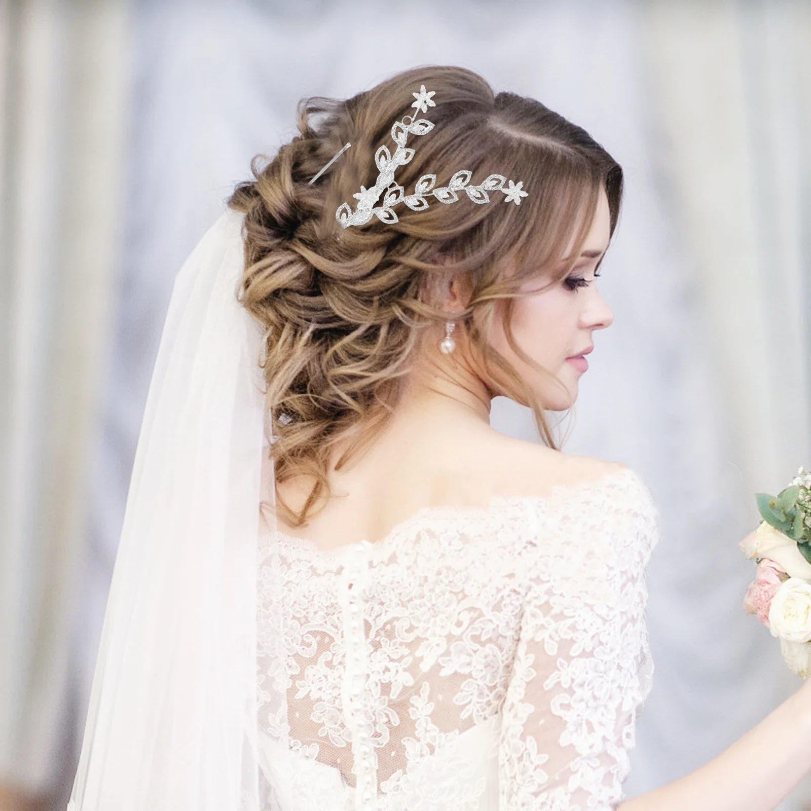 حجر الراين مشبك شعر الزفاف ورقة تصميم إكسسوار الزفاف نمط فاخر بلا جهد وضع آمن متعدد الاستخدامات