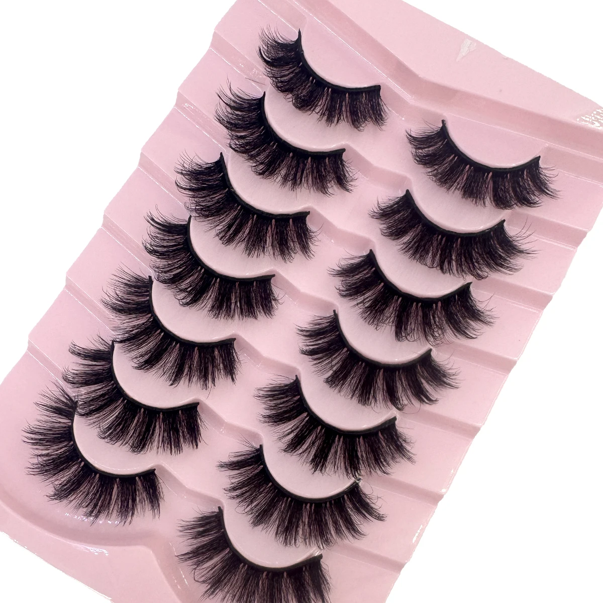 NEW 7Pairs Lashes manga Lashes 3D Clear Band Lashes Natural Look Wispy Mink Eyelashes Fluffy  Fake Eyelashes