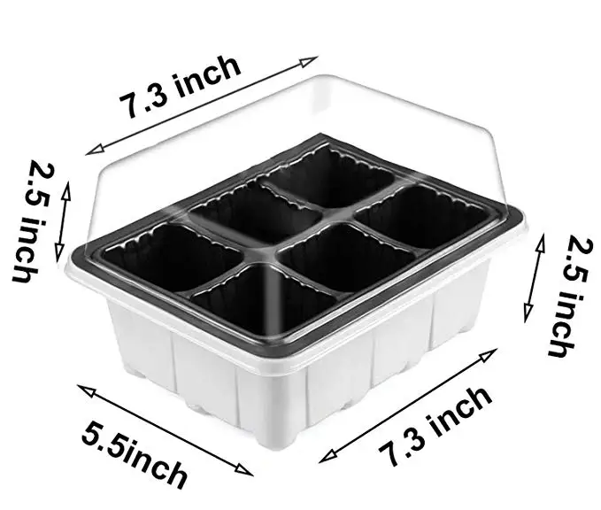 صواني بداية البذور البلاستيكية 60 خلية كبيرة، صينية تشغيل البذر، مجموعة إنبات النباتات مع غطاء