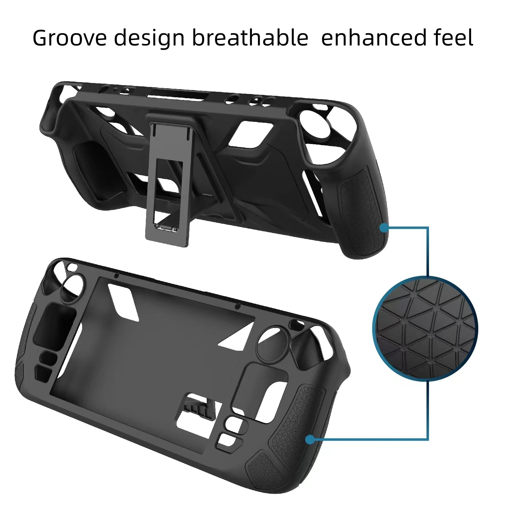 Silicone Protective Cover for Steam Deck Game Host All Inclusive with Support Black