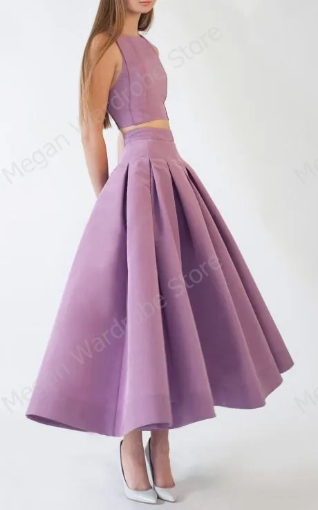 Elegant Lavender Stain Long Women's Skirts Puffy Draped Ruffle Prom Party Skirt High Quality Taffeta Ankle Length Female Skirts