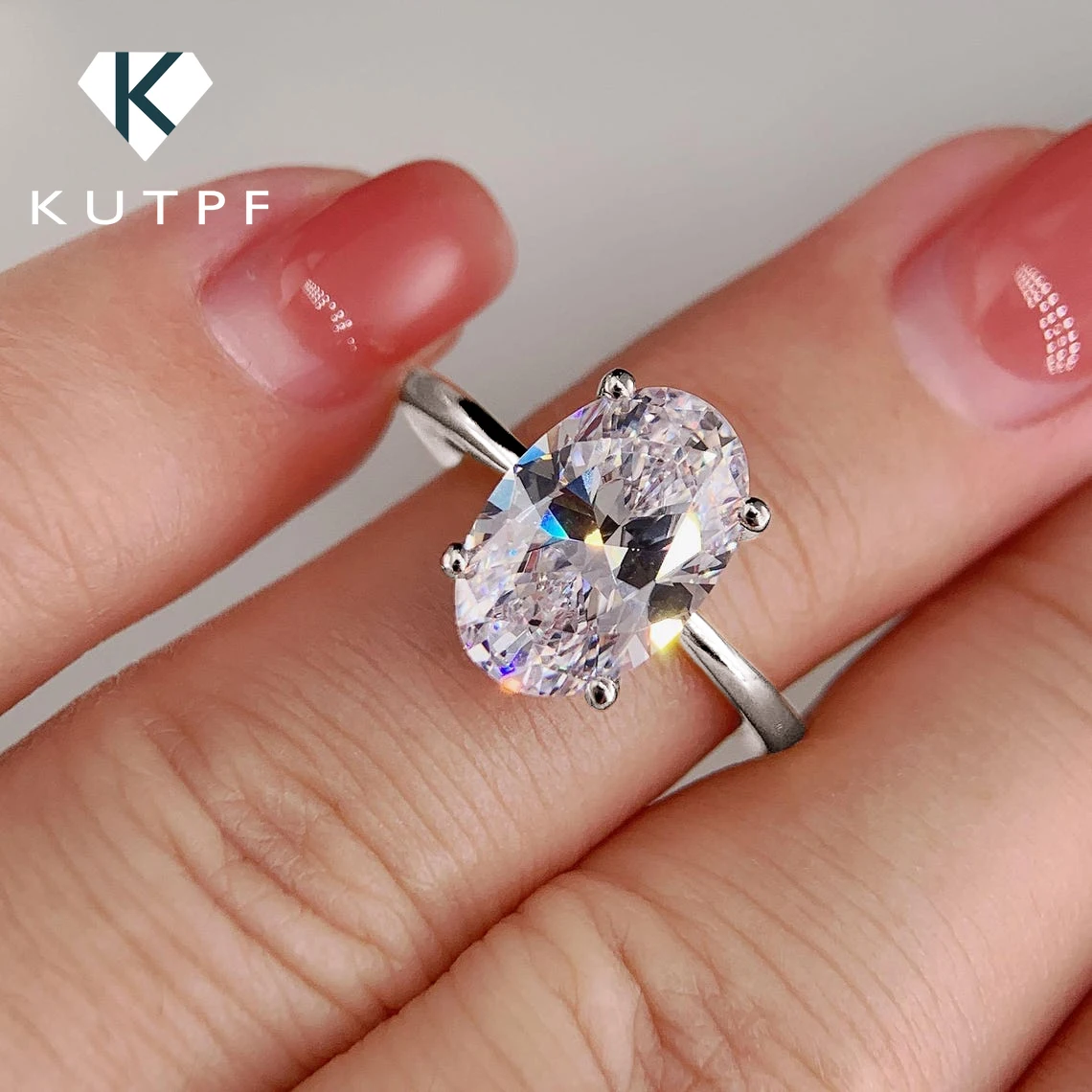 1/2/3 Carat Oval Cut Moissanite Engagement Rings for Women Gra Certified 925 Sterling Silver Solitaire Lab Diamond Wedding Band