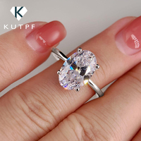 1/2/3 Carat Oval Cut Moissanite Engagement Rings for Women Gra Certified 925 Sterling Silver Solitaire Lab Diamond Wedding Band