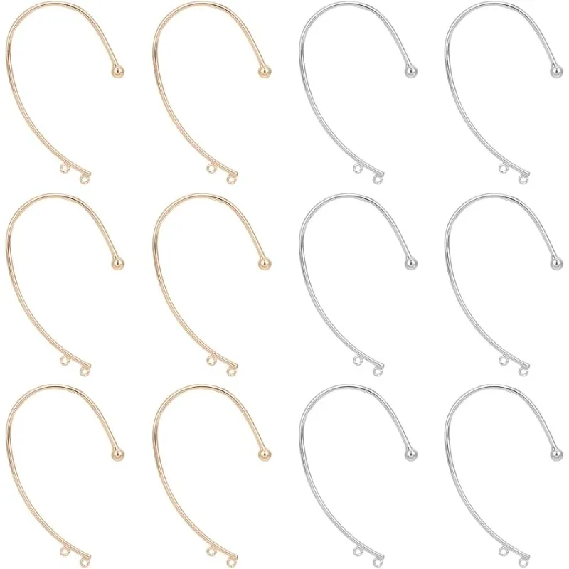 

12Pcs 2 Color DIY Ear Cuff Brass Earring Cuffs Tassel Ear Wrap Earring Cuffs Accessaries with 2 Loop 53mm Long Ear Cuff for Non