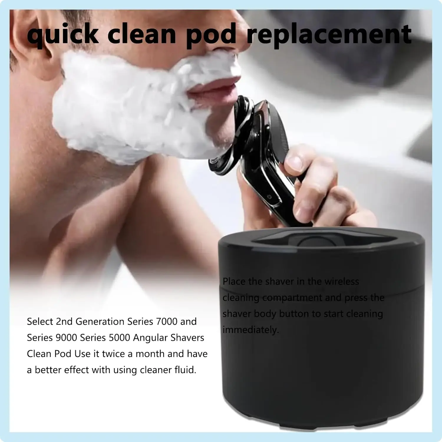 Replacement Quick Cleaning Pod Compatible with Philips 2nd Series 7000 S9000 S5000 Angular polygon Shavers，for Philips Cleaning image 5
