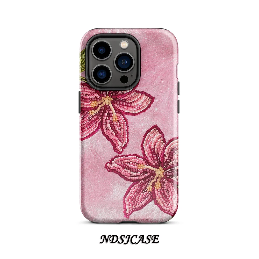 Luxury Pink Blush Orchid Flower Phone Case for iPhone 17 16 15 14 13 12 11 Pro Max Air Plus Luxury Double-layer Back Cover