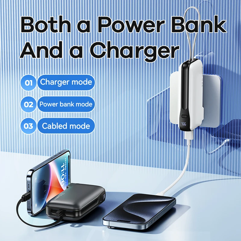 REMAX 10000mAh Portable Power Bank Fast Charging For iPhone 15 Pro MAX 14 13 12 11 X XS 8 Android PowerBank Wall Charger AC Plug