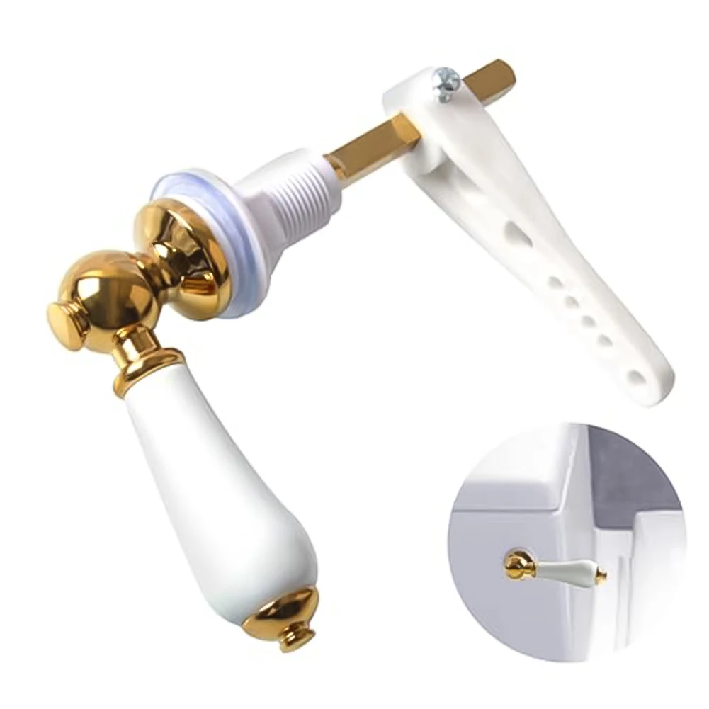 

Traditional Porcelain Gold Victorian White Toilet Cistern Lever Flush Handle Home Bathroom Accessories