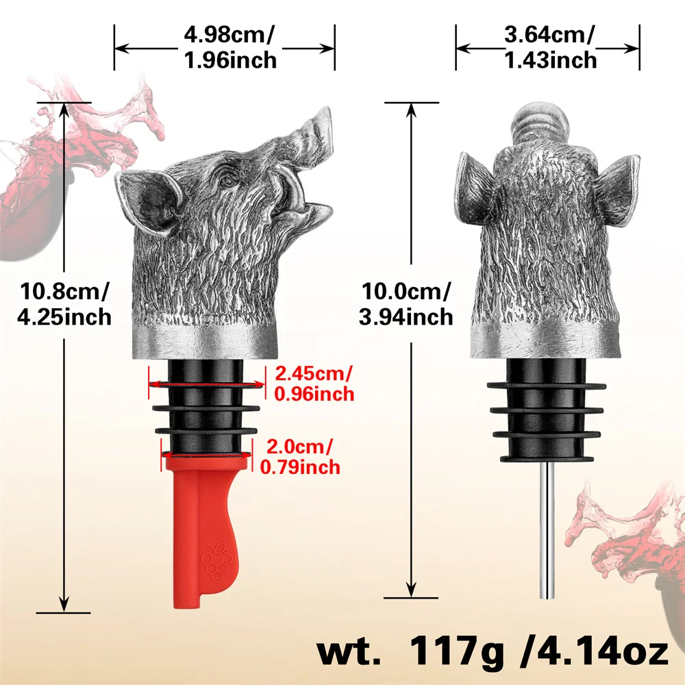 Wild Boar Head 2-In-1 Wine Pourer Bottle Stoppers Bronze/Grey Black Metal Decor Bottle Plug Kitchen Bar Tool Accessories